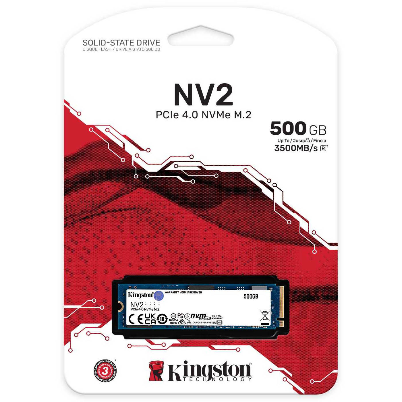 SSD NVMe 500Gb Disco Sólido Kingston NV2 M.2 PCIe 4.0