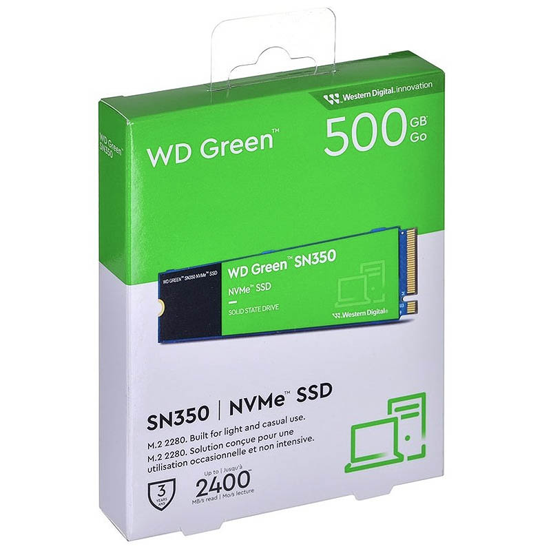Ssd Western Digital 500gb Sn350 Nvme Gen3 Pcie M.2 2280 2400mb-s Green